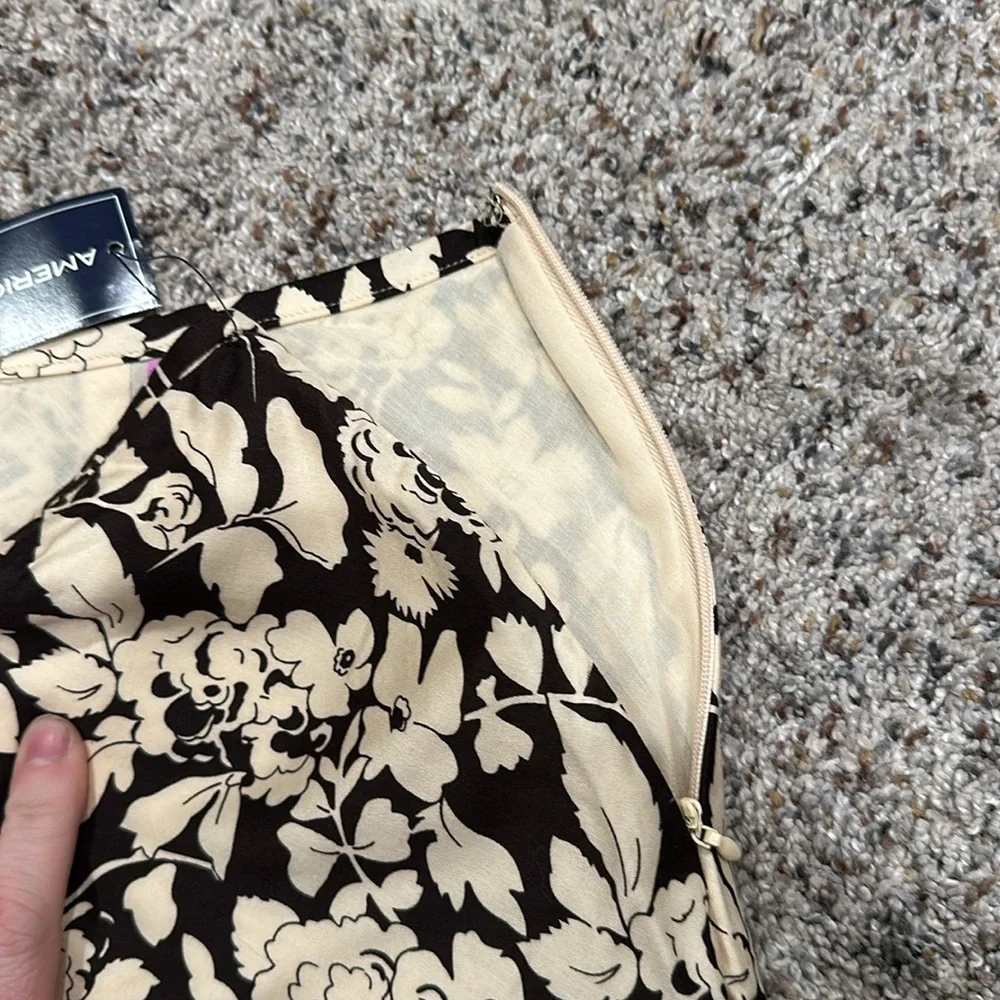 American Living Brown and Cream Floral Skirt NWT